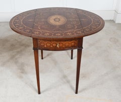 Sheraton Mahogany Pembroke Table Drop Leaf Tables Marquetry Inlay