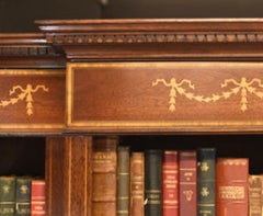 Mahogany Breakfront Bookcase - English Sheraton Open Bespoke