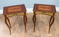 French Side Tables Louis XV Revival Marquetry Inlay