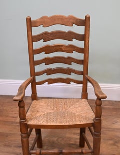 Pair Ladderback Armchairs Ladder Back Chair Oak Farmhouse