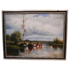 Dutch Pastoral Landscape Oil Painting After Willem Roelofs