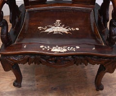 Chinese Hardwood Bench and Chair Set Suite Mother of Pearl 1900