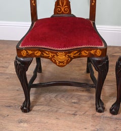 Pair Dutch Chairs Floral Marquetry Side Dining