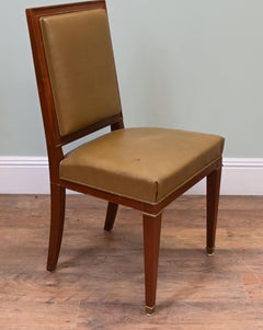 Art Deco Chair Desk Seat Leather Brass Accent