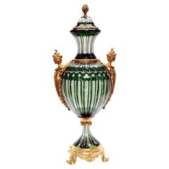 Louis XVI Glass Lidded Urn French Vase Gilt Metal Mounts