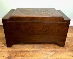 Chinese Carved Camphor Wood Chest Circa 1920