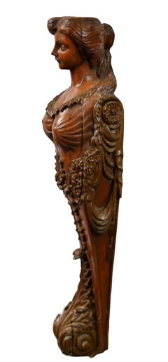 Italian Renaissance Revival Style Carved Wooden Caryatid