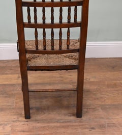 Set of Four Country Spindle Back Dining Chairs with Rush Seats