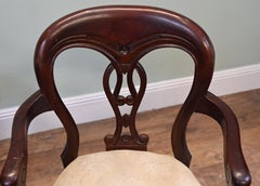Pair Victorian Mahogany Balloon Back Armchairs Circa 1880