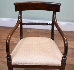 Pair Regency Mahogany Chairs Armchair and Side Chair