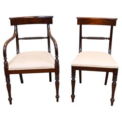 Pair Regency Mahogany Chairs Armchair and Side Chair
