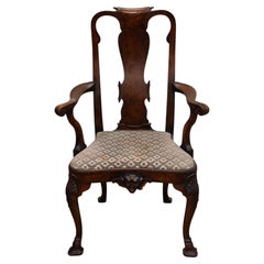 Queen Anne Revival Walnut Armchair Victorian Chair Circa 1880