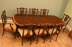 Regency Dining Table Extending Mahogany Pedestal Revival 8 Seater