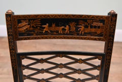 Regency Chinoiserie Side Chair Revival Black Lacquer Gilt