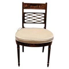 Regency Chinoiserie Side Chair Revival Black Lacquer Gilt