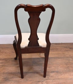 Pair Queen Anne Revival Chairs Mahogany Dining Side