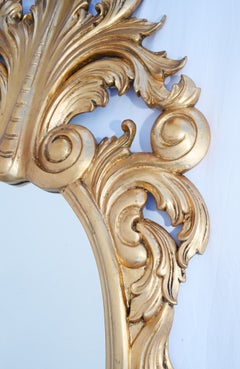 Gilt Rococo Mirror Carved Italian Frame Oval Glass