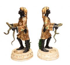 Pair Italian Blackamoor Statues Venetian Blackamoors Umbrella Stand