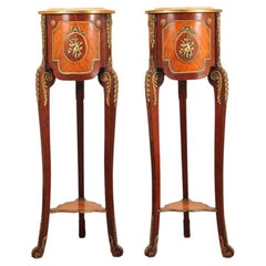 Pair Tall French Louis Xiv Tables Pedestal Stands Tables