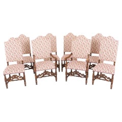Set di 8 sedie da pranzo in rovere in stile giacobiano, stile rustico