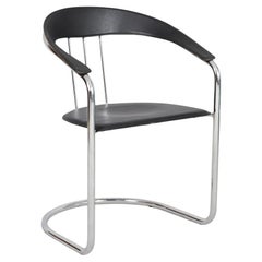 80s Arrben ''Canasta'' Chair in Chrome Steel and Leather