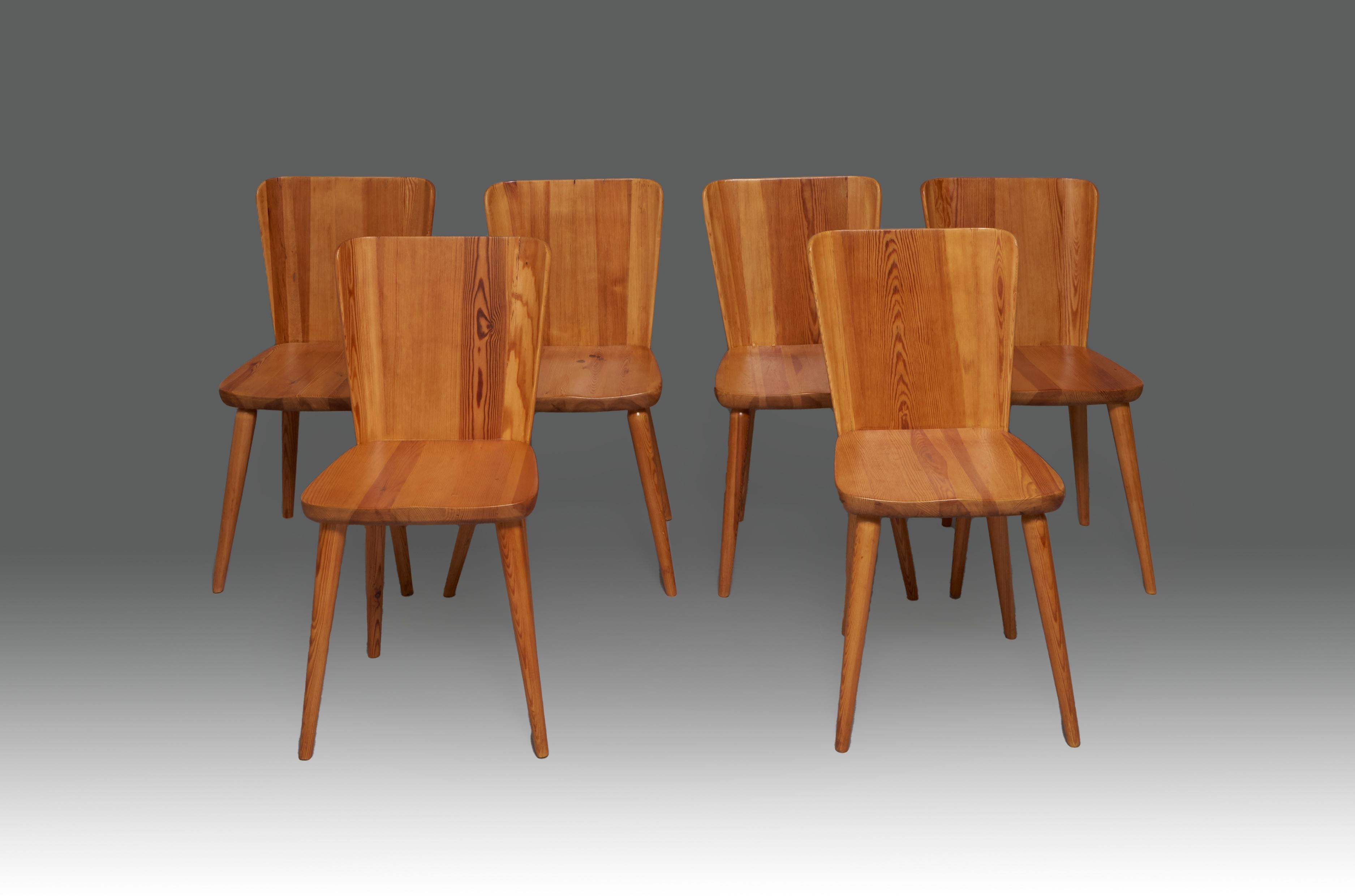6 1950's Göran Malmvall ''510'' Chairs for Svensk Fur In Excellent Condition In Madrid, ES