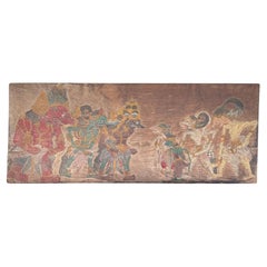 Antique Javanese Teak Wood Panel Wayang Mythology c. 1920
