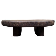 Large Suar Wood Table Espresso Finish, Hand-Carved Detailing, Modern Organic