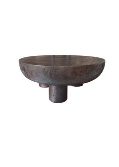 Sculptural Suar Wood Table with Espresso Burnt Finish, Modern Organic