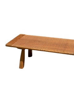 Sculptural Teak Wood Bench Carved Detailing, Modern Organic