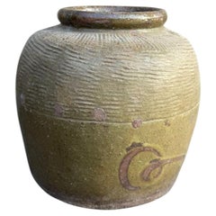 Jade Green Glazed Chinese Ceramic Pickling Jar, Qing Style, Circa 1950