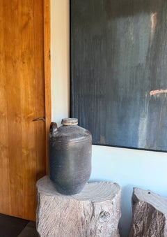 Vintage Chinese Ceramic Storage Jar with Screw-Top Lid