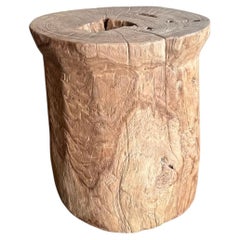Aged Javanese Teak Wood Side Table – Sculptural Organic Pedestal