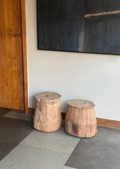 Aged Javanese Teak Wood Side Table – Sculptural Organic Pedestal