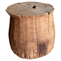 Aged Javanese Teak Wood Side Table – Sculptural Organic Pedestal