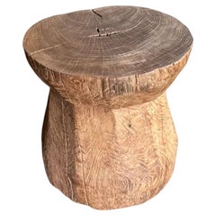 Aged Javanese Teak Wood Side Table – Sculptural Organic Pedestal