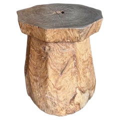 Aged Javanese Teak Wood Side Table – Sculptural Organic Pedestal