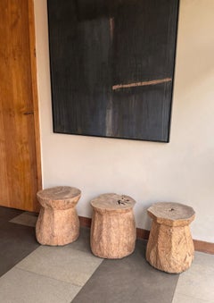 Aged Javanese Teak Wood Side Table – Sculptural Organic Pedestal