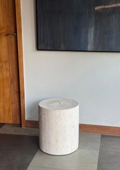 Sculptural Teak Wood Side Table Organic Bleached Finish, Modern Organic