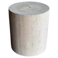 Sculptural Teak Wood Side Table Organic Bleached Finish, Modern Organic