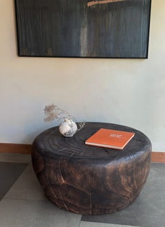 Striking Burnt Suar Wood Coffee Table, Stunning Wood Textures, Modern Organic