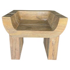 Sculptural Reclaimed Teak Wood Lounge Chair – Handcrafted Organic Modern Design