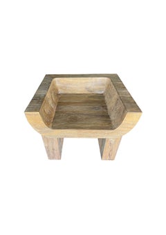 Sculptural Reclaimed Teak Wood Lounge Chair – Handcrafted Organic Modern Design