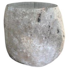 Riverstone Sculptural Side Table — Warm Natural Stone, From Java Indonesia