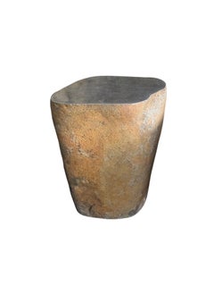 Riverstone Sculptural Side Table — Warm Natural Stone, From Java Indonesia