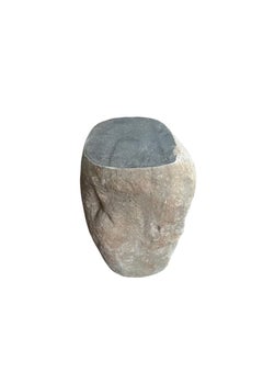 Riverstone Sculptural Side Table — Warm Natural Stone, From Java Indonesia