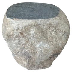 Riverstone Sculptural Side Table — Warm Natural Stone, From Java Indonesia