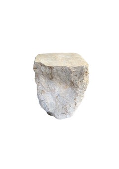 Solid Marble Side Table – Sculptural Natural Stone Form