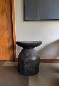 Sculptural Suar Wood Side Table, Hand-Crafted Modern Organic