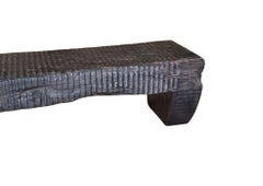 Sculptural Suar Wood Bench, Hand-Hewn Detail, Espresso Finish By Tiempo Gallery